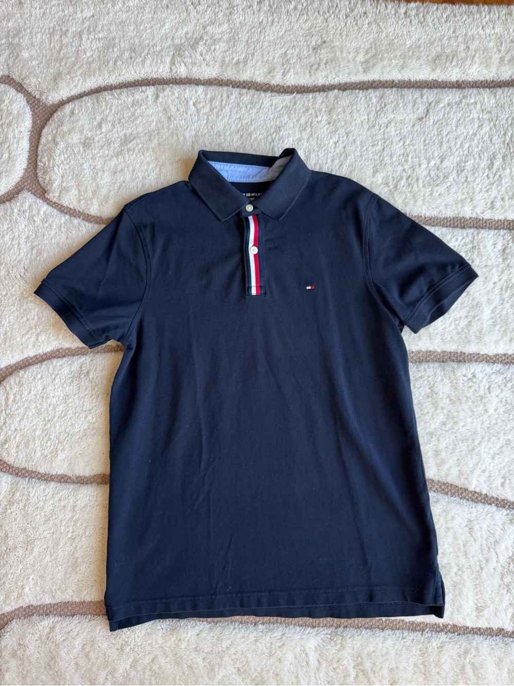 Tommy Hilfiger Men’s Navy Polo with Tricolor Placket